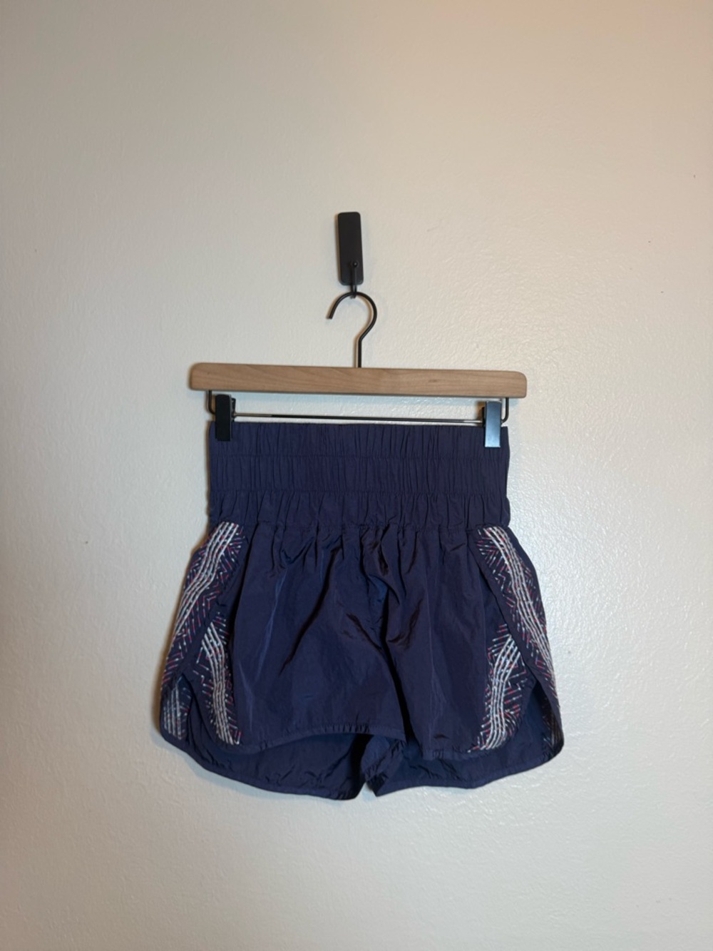 Free People Movement Way Home Shorts Navy Embroidered